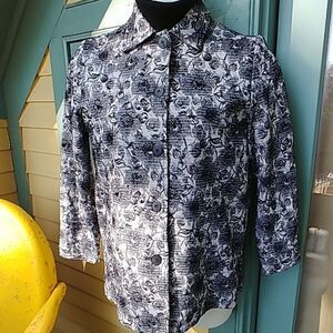 Vintage Floral Town & Travel Black White Jacket